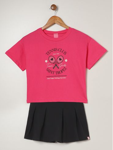 Conjunto Curto Juvenil Para Menina - ROSA