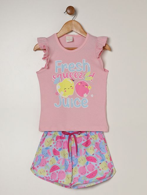 Conjunto Curto Moletinho Infantil Para Menina- ROSA