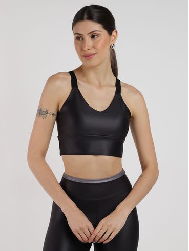 Top Fitness Cirrê Vels Feminino PRETO