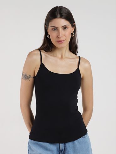 Blusa Regata Básica Autentique Feminina Preto