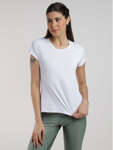 Blusa Dry Fit Poliamida Manga Curta Feminina BRANCO