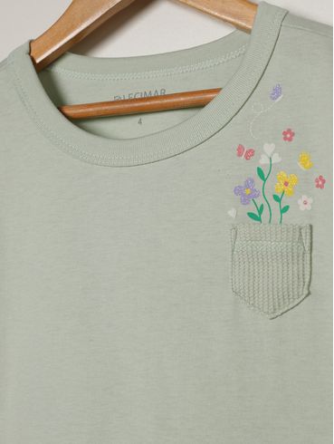 Conjunto Curto Malha Infantil Para Menina  - VERDE