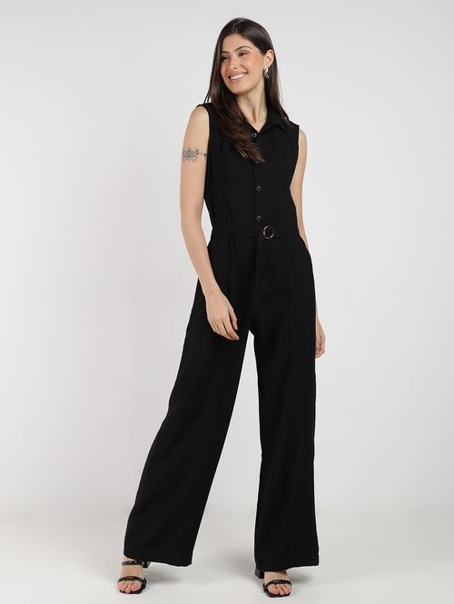 Macacão Sem Manga Pantalona Feminino PRETO