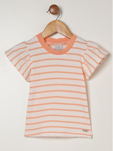 Blusa Manga Curta Infantil Para Menina - LARANJA