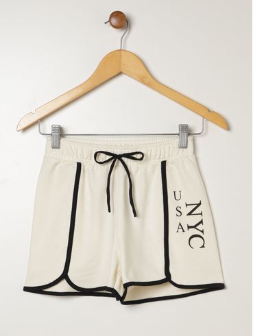 Short Moletinho Juvenil Para Menina - OFF WHITE