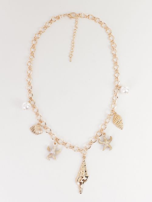 Colar Pingentes Conchas DOURADO