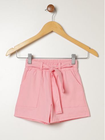 Short Sarja Amarração Infantil Para Menina ROSA