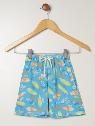 Bermuda Tactel Sublimado Infantil Para Menino- AZUL