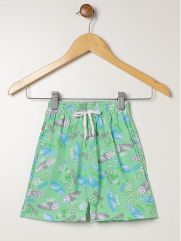 Bermuda Tactel Sublimado Infantil Para Menino- VERDE