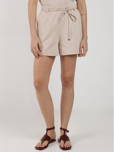 Short Malha Ponto Roma Com Bolso Feminino AREIA