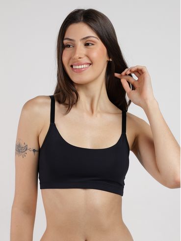 Sutiã Top Inteiro Bojo Removível Feminino PRETO