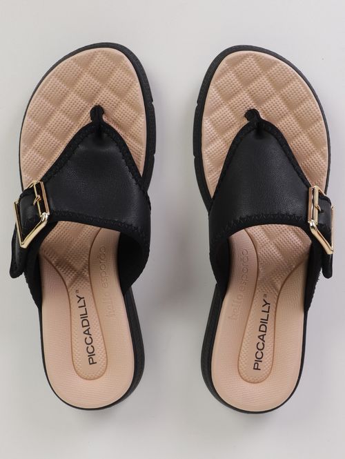 Chinelo Alto Esporão Piccadilly Feminino PRETO/BEGE
