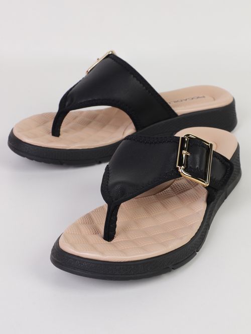 Chinelo Alto Esporão Piccadilly Feminino PRETO/BEGE