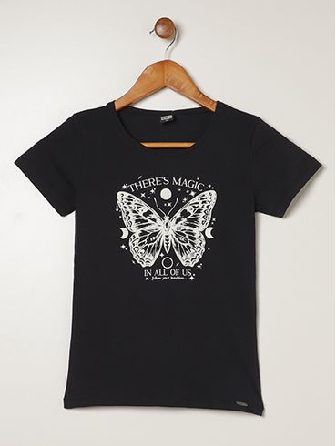 Blusa Cotton Juvenil Para Menina - PRETO