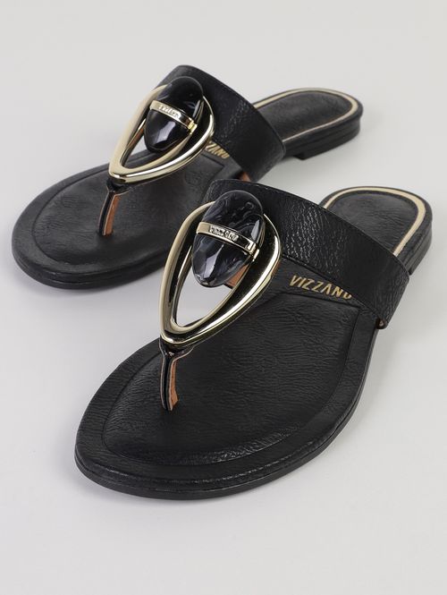 Rasteira Com Fivela Vizzano Feminina PRETO