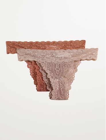 Kit Com 02 Calcinhas Tangas Feminino BEGE/MARROM