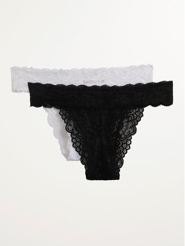 Kit Com 02 Calcinhas Tangas Feminino PRETO/BRANCO