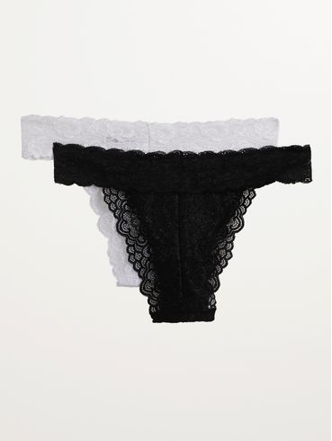 Kit Com 02 Calcinhas Tangas Feminino PRETO/BRANCO