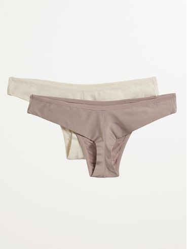 Kit Com 02 Calcinhas Tanga Fio Duplo Feminina NATURAL/LILAS