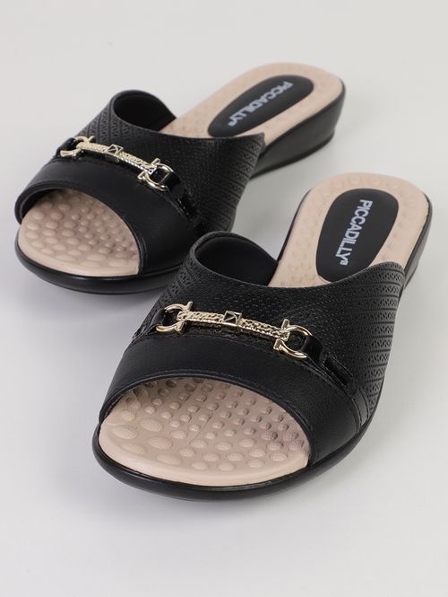 Tamanco Camila Piccadilly Feminino PRETO/BEGE