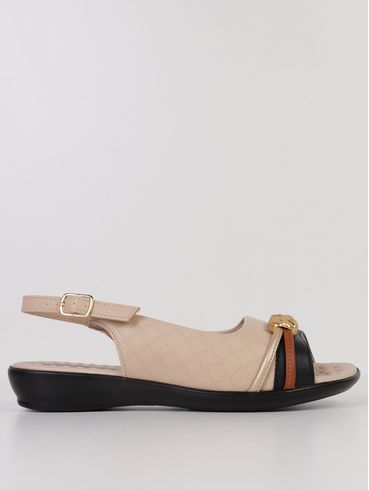 Sandália Camila Piccadilly Feminina BEGE/PRETO