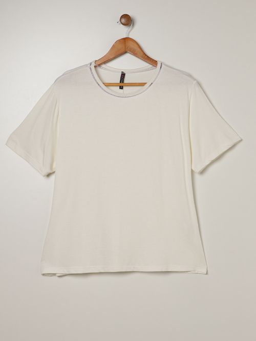 Blusa Malha Vicenza Plus Size Feminina OFF WHITE