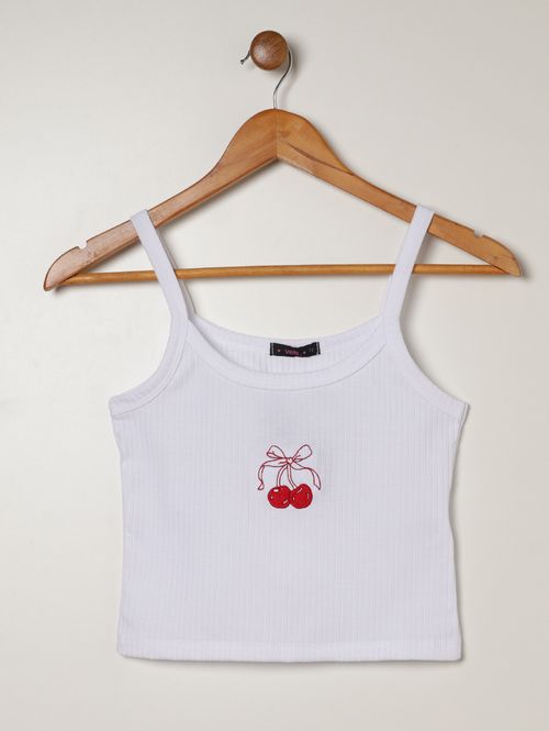 Blusa Canelada Juvenil Para Menina - BRANCO