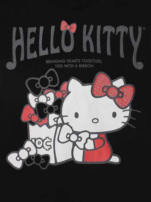 Camiseta Hello Kitty Juvenil Para Menina - PRETO
