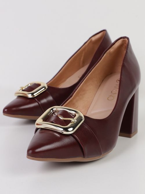 Sapato Salto Bloco Feminino BORDO