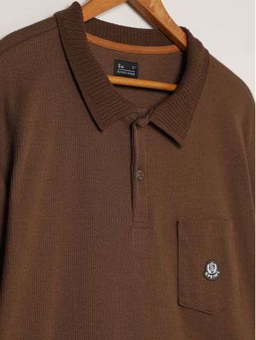 Polo Manga Curta Plus Size Masculina MARROM