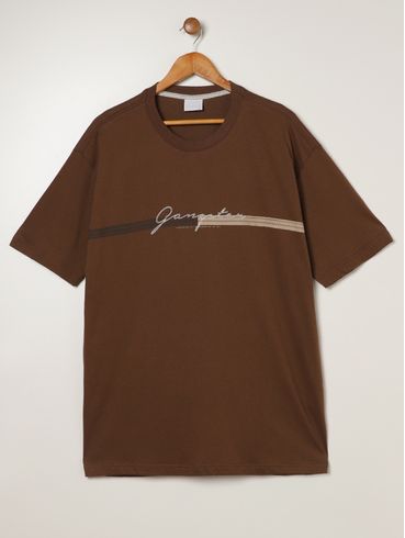 Camiseta Manga Curta Plus Size Masculina MARROM