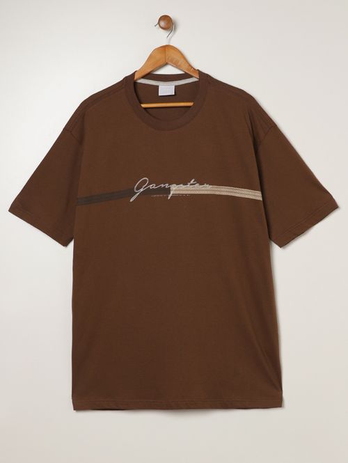 Camiseta Manga Curta Plus Size Masculina MARROM