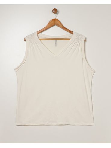 Blusa Manga Curta Plus Size Feminina OFF WHITE
