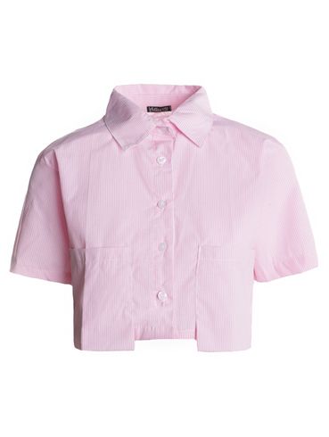 Camisa Cropped Listrada Feminina ROSA