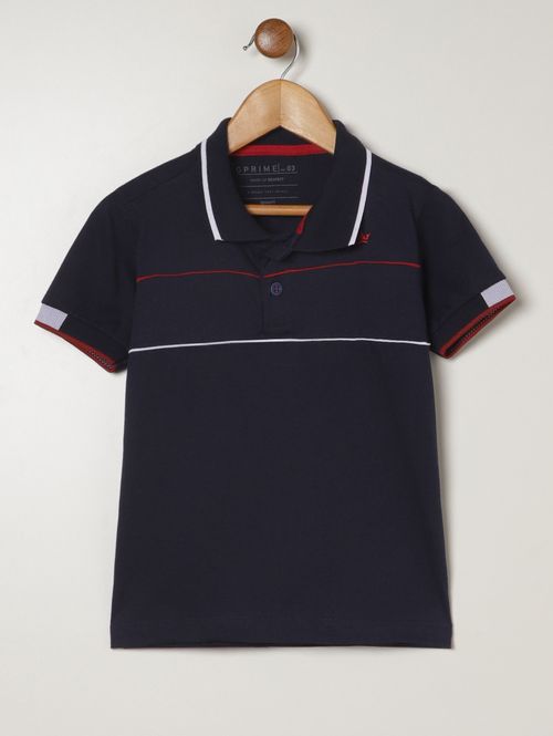 Polo Malha Manga Curta Infantil Para Menio - MARINHO