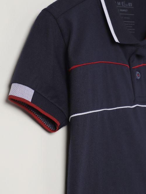 Polo Malha Manga Curta Infantil Para Menio - MARINHO