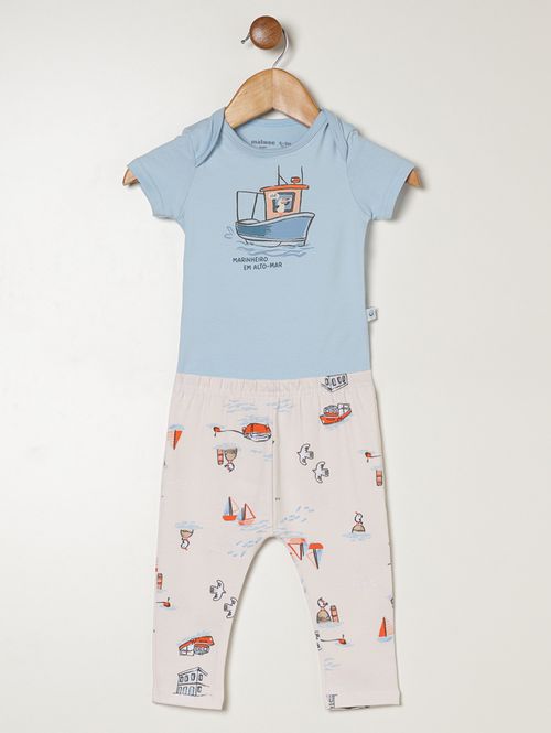 Conjunto Curto Infantil Para Bebê - AZUL