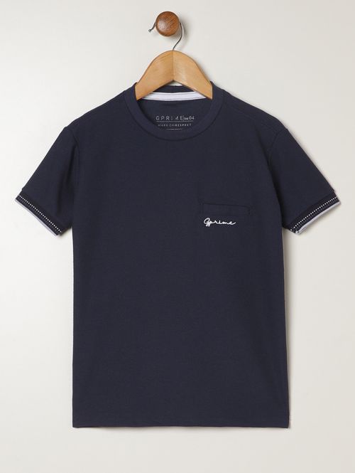 Camiseta Malha Manga Curta Infantil Para Menino- MARINHO