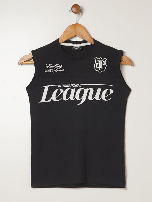 Camiseta Regata Estampada Juvenil Para Menino- PRETO