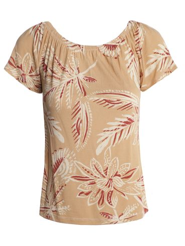 Blusa Ciganinha Malha Floral Feminina BEGE