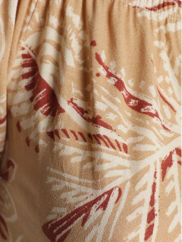 Blusa Ciganinha Malha Floral Feminina BEGE