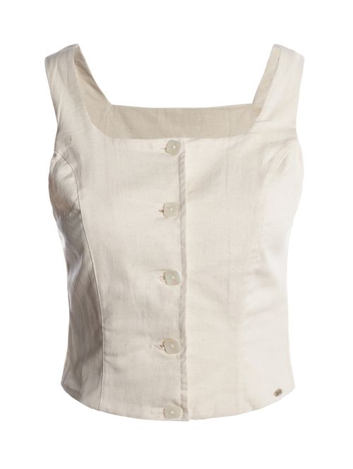 Blusa Regata Linho Feminina OFF WHITE