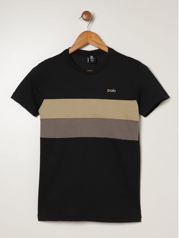 Camiseta Manga Curta Juvenil Para Menino - PRETO