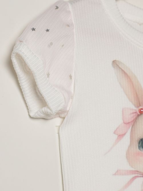 Body Canelado Infantil Para Menina - OFF WHITE