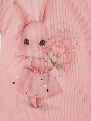 Body Canelado Infantil Para Menina - ROSA