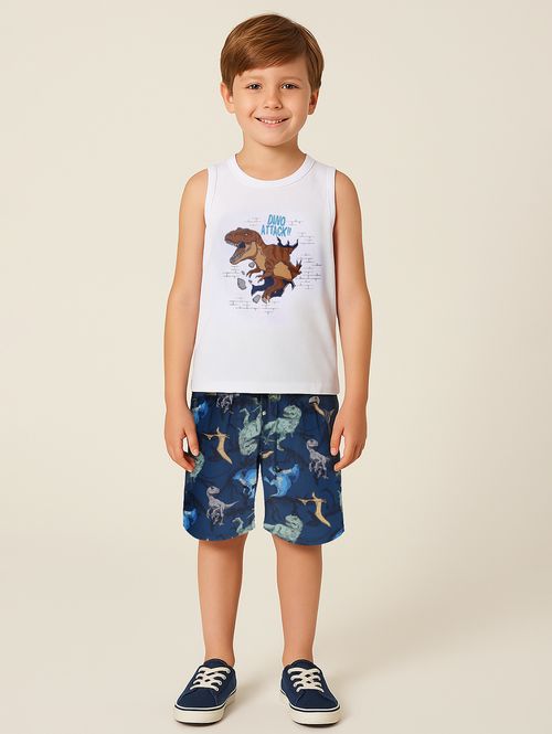 Conjunto Curto Microfibra Infantil Para Menino- BRANCO