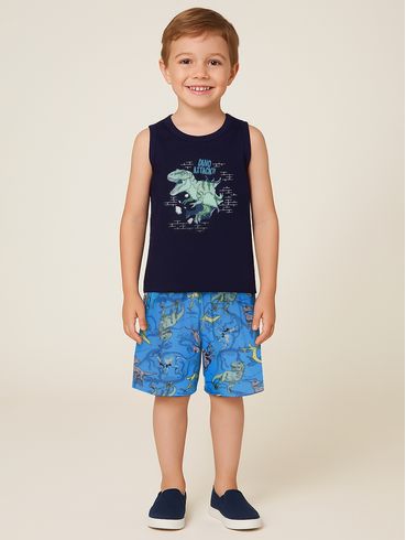 Conjunto Curto Microfibra Infantil Para Menino - MARINHO
