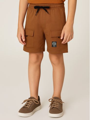 Bermuda Moletinho Cargo Infantil Para Menino - MARROM