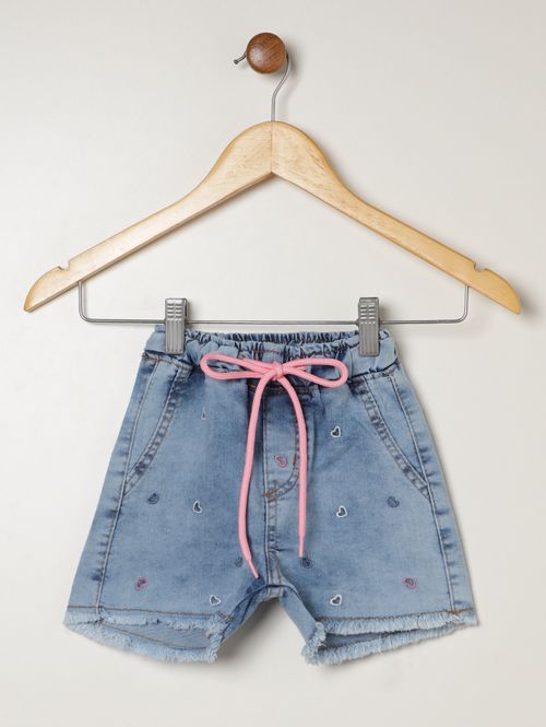 Short Jeans Infantil Para Menina - AZUL