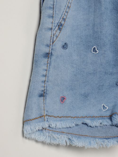 Short Jeans Infantil Para Menina - AZUL